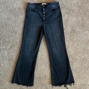 Hidden Black Wide Leg Flare Jeans with Frayed Hem. Worn 2 times.